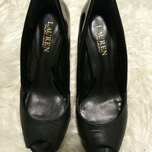 Lauren Ralph Lauren Womens Ronna Leather Peep Toe